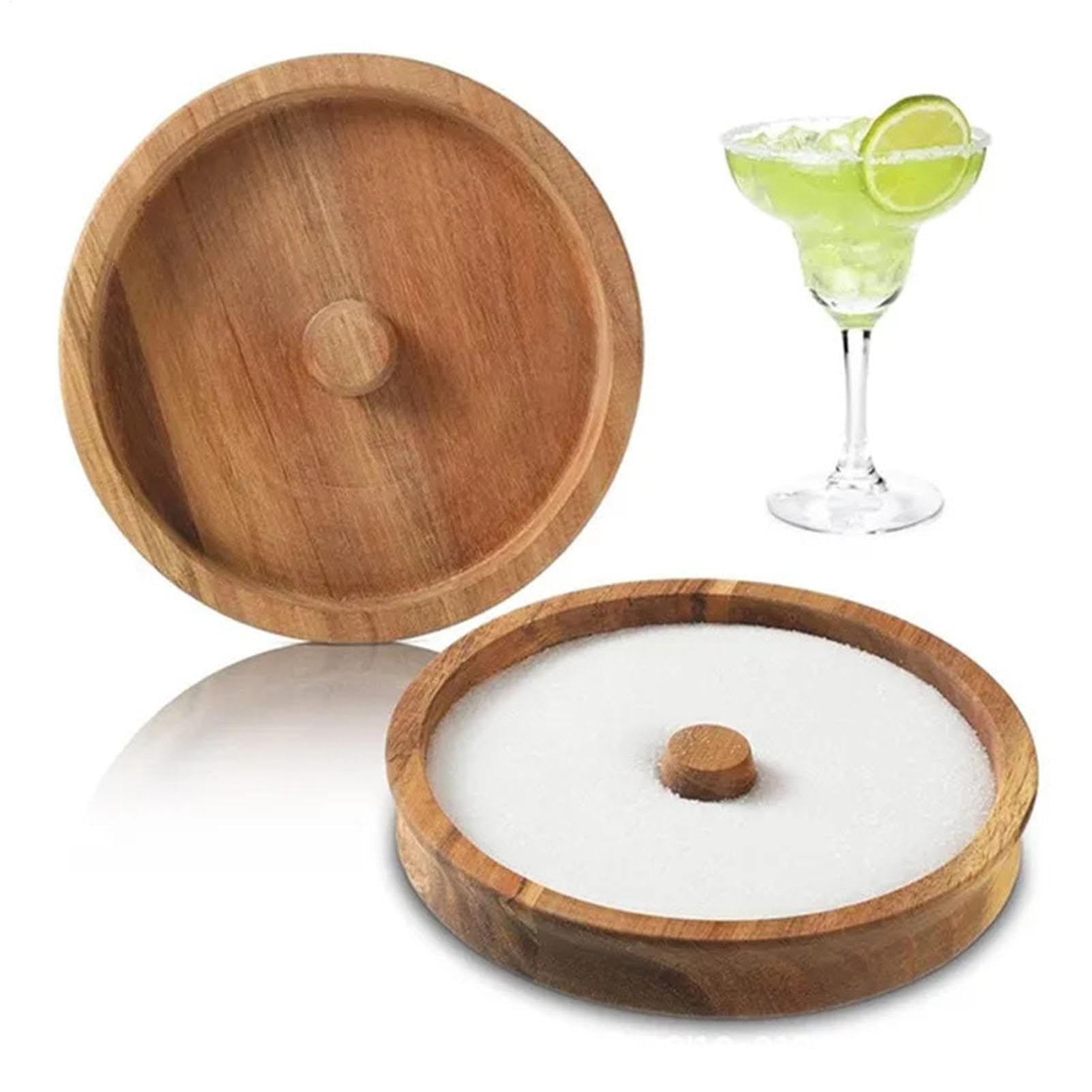 Margarita Salt Rimmer | Margarita Salt Sugar Cocktail Rimmer | Sal Rimmer para cócteles | Rimmer de sal multiusos de madera | Rimmer de azúcar portátil para jugos, margaritas y bebidas