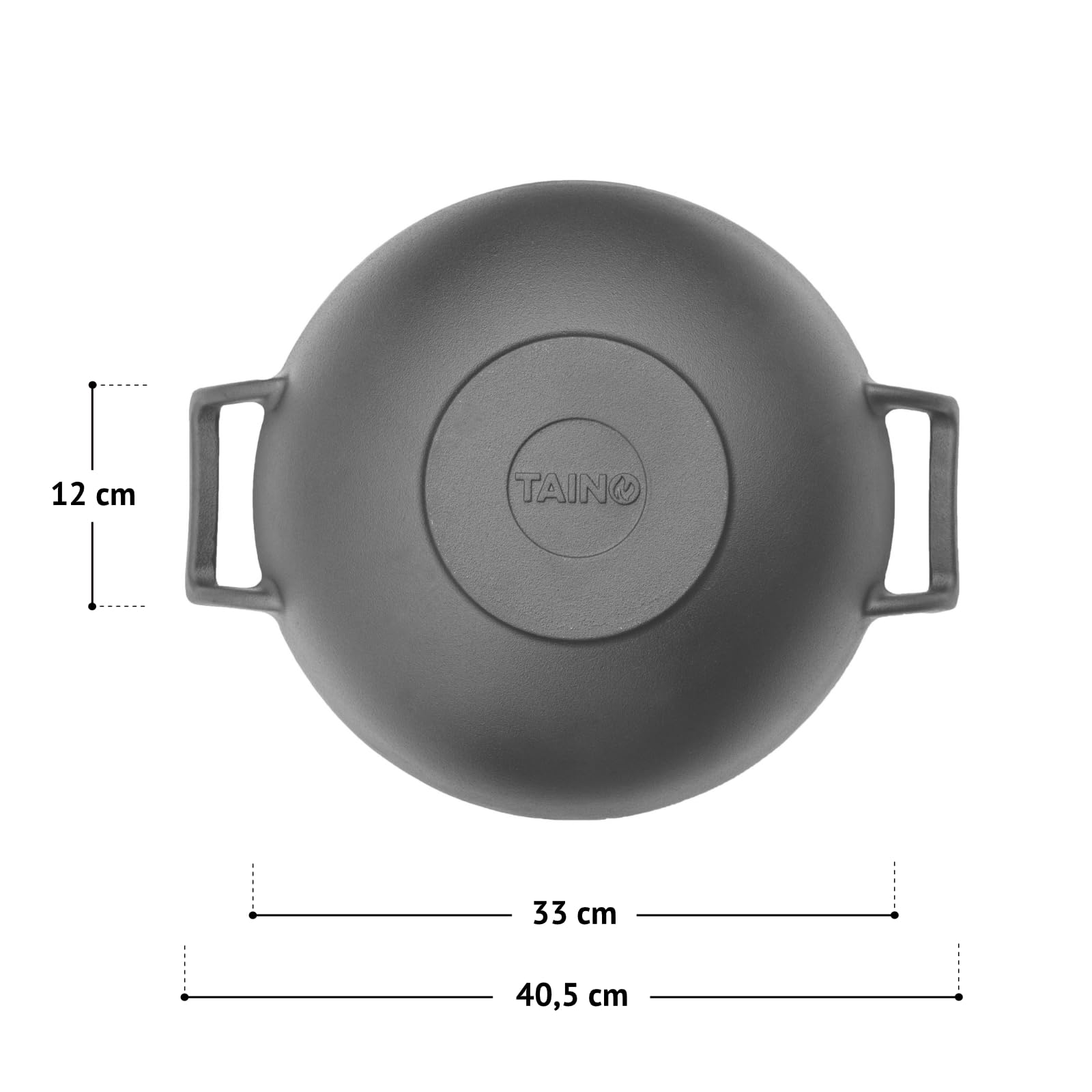 TAINO Wok Poêle en fonte pour wok 33 cm de diamètre