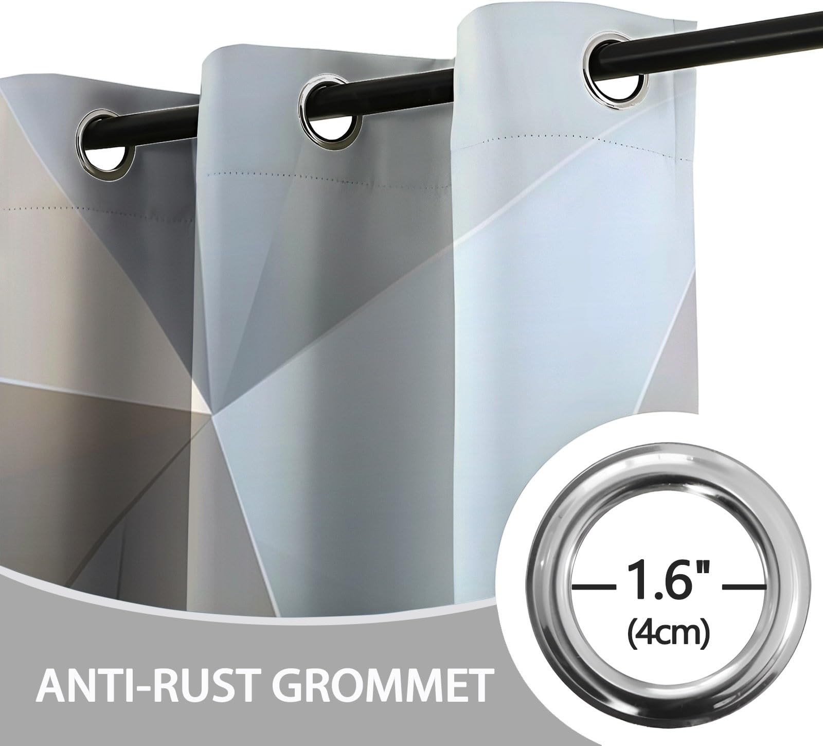 Rideaux Isolants 110L X 215H cm (2 Panneaux), Design Triangles Géométriques Abstraits Tenture Opaque Anti-Chaleur pour Chambre Principale, Gris Beige