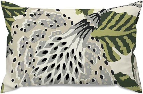 Vista 814 de ArogGeld Chinoiserie - Fundas de almohada escénicas asiáticas, estilo asiático, funda de almohada azul y verde Kelly, funda de cojín para decoración