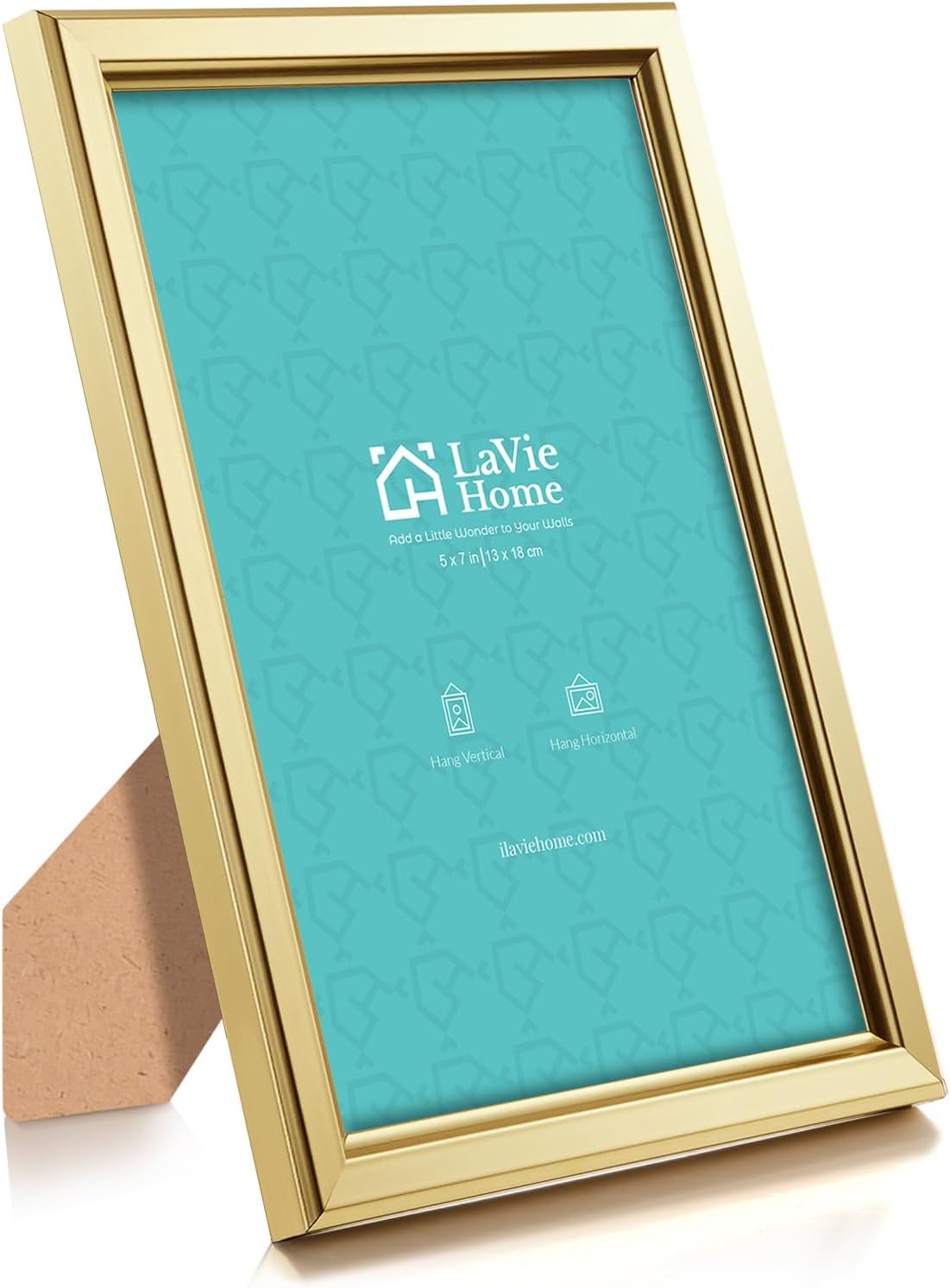 lavie home 5x7 picture frames (6 pc, gold) simple designed photo frame with high definition glass for wall mount & table top display, set of 6 classic collection gold 5x7