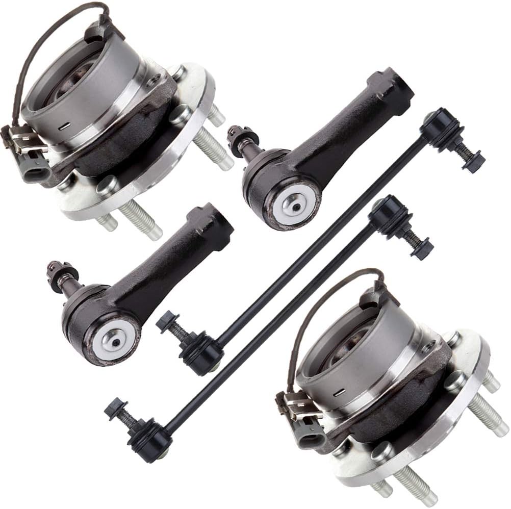 SCITOO 6pcs Wheel Hub Assembly Suspension Kit - Fit for Chevrolet Cobalt HHR for Pontiac G5 for Pontiac Pursuit for Saturn Ion Front Sway Bar End Link Outer Tie Rod End Wheel Hub Bearing - 513206
