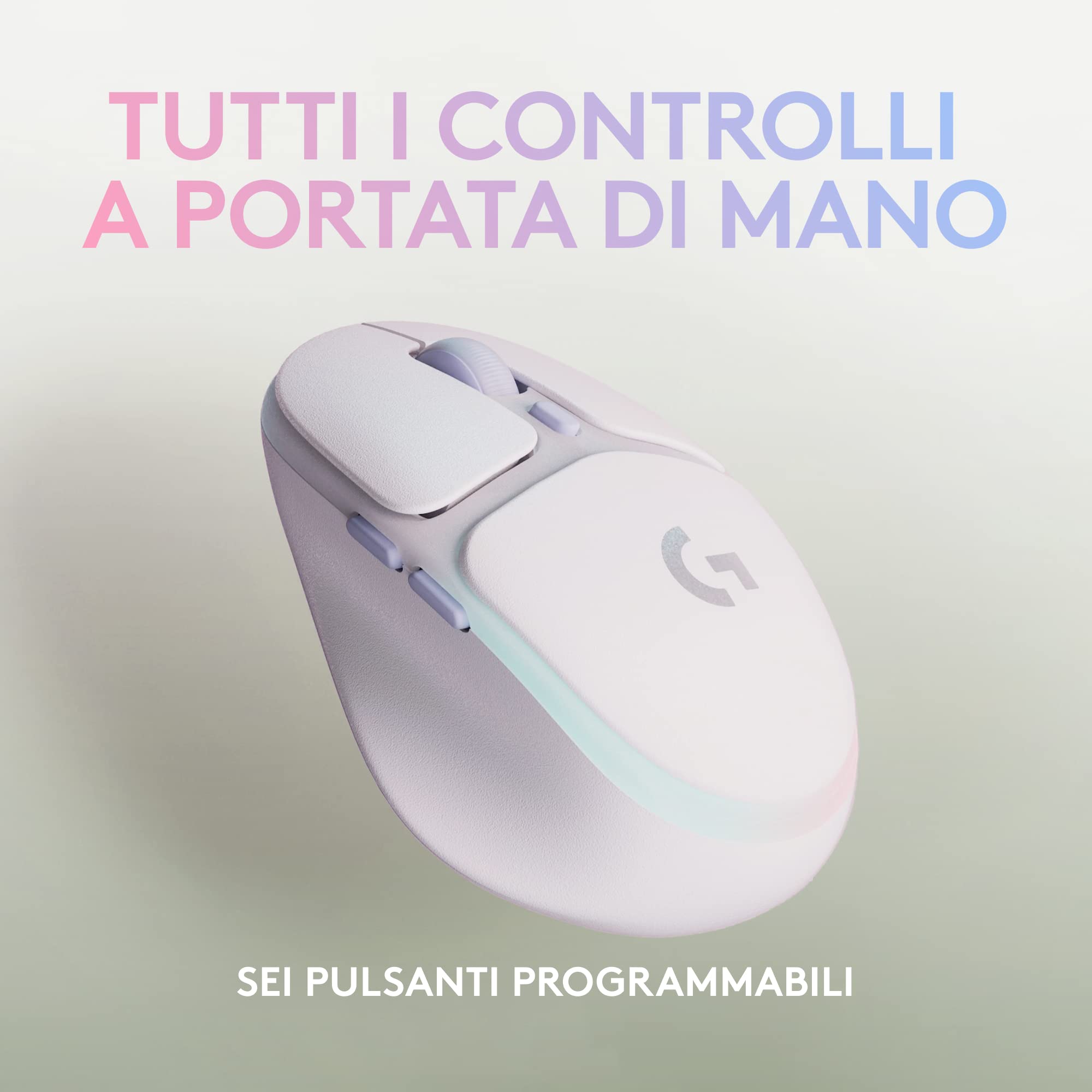Logitech G705 Mouse Gaming Wireless | LIGHTSYNC RGB, LIGHTSPEED Wireless, Bluetooth, Leggero, PC/Mac/Laptop - Blanco