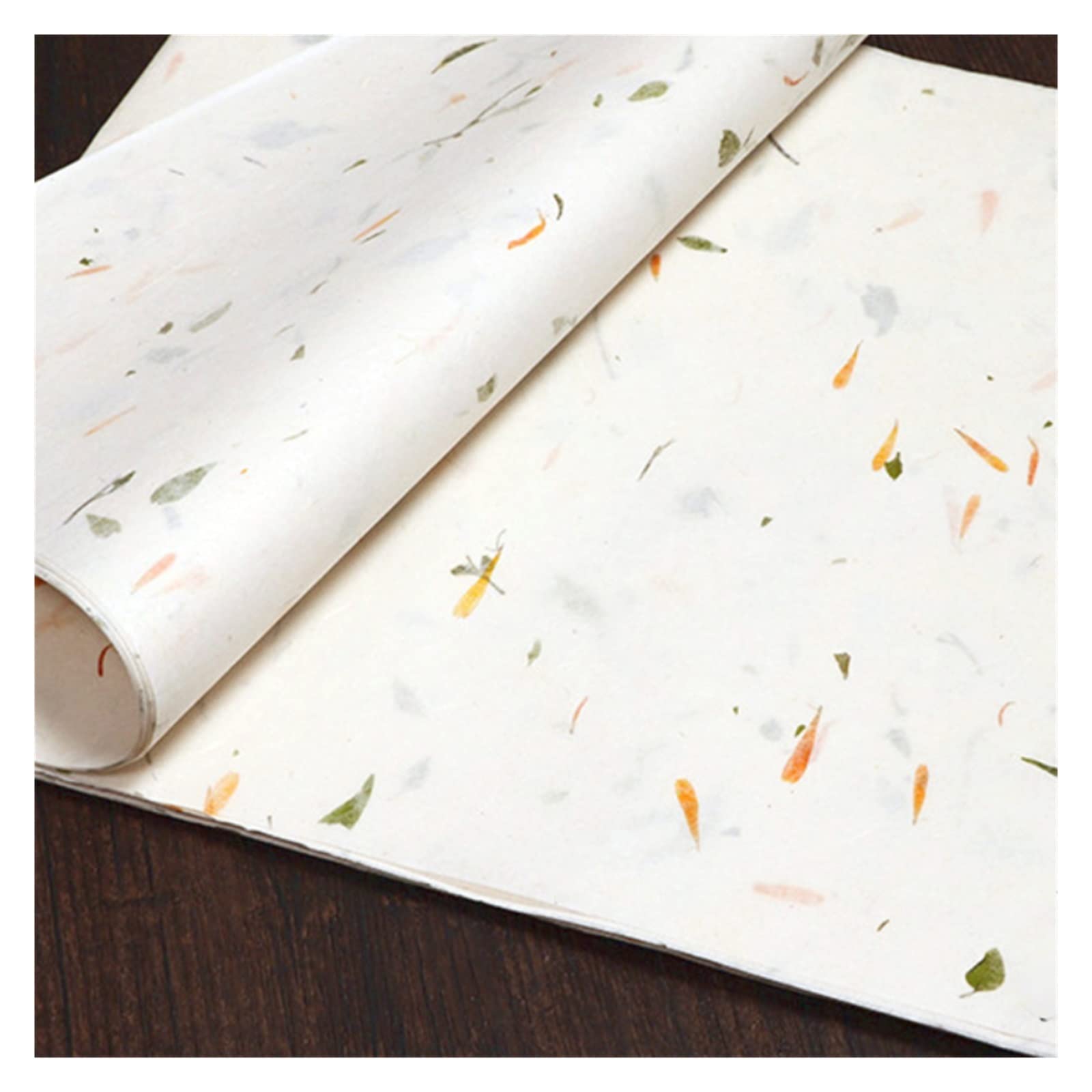 Półdojrzały papier ryżowy Ręcznie robione kwiaty Rośliny Długie włókno Papier Xuan Pędzel do kaligrafii Pisanie Malowanie Papierowe artykuły papiernicze lingli(C,48 x 180cm)
