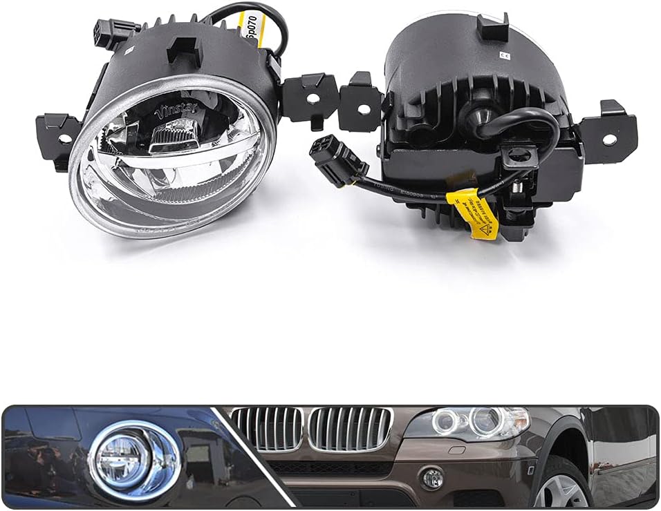 2Pcs High Power White LED Fog Lights Compatible With BMW X5 E70 E70N E81 E82 E83N E84 E87 E87N E88 Driving Lamp Position Light Clear Lens