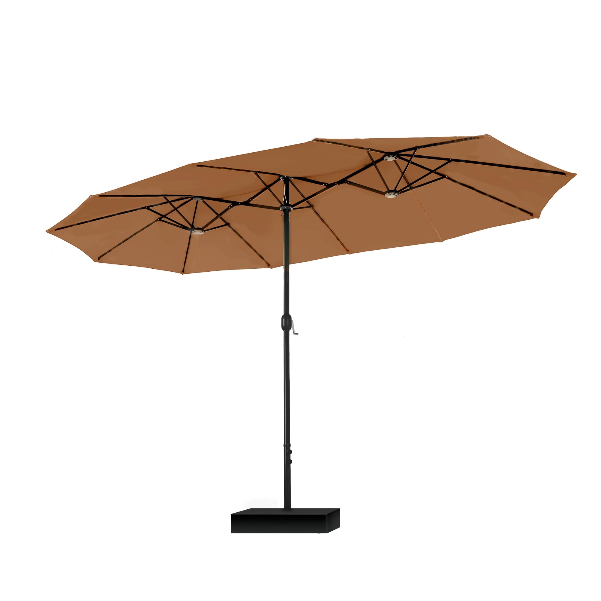 PHI VILLA Sonnenschirm Rechteckig mit Ständer Groß 270x450cm für Garten Terrasse Gartenschirm mit Kurbel UV Schutz Parasol Windfest