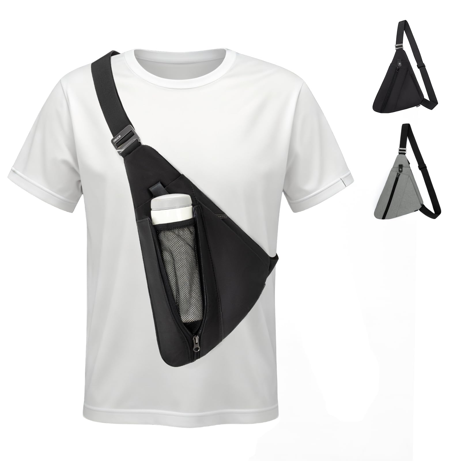 OSOCE Sling Bag for Men, Anti-Theft Crossbody Chest Pack, Minimalist Daypack with Water Bottle Holder