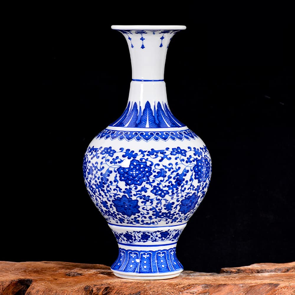 asdchZen Chinoiserie Jingdezhen Pottery And Porcelain Antique Blue And White Porcelain Vase Chinese Living Room Adornment Household Tv Cabinet Collection Furnishing,G