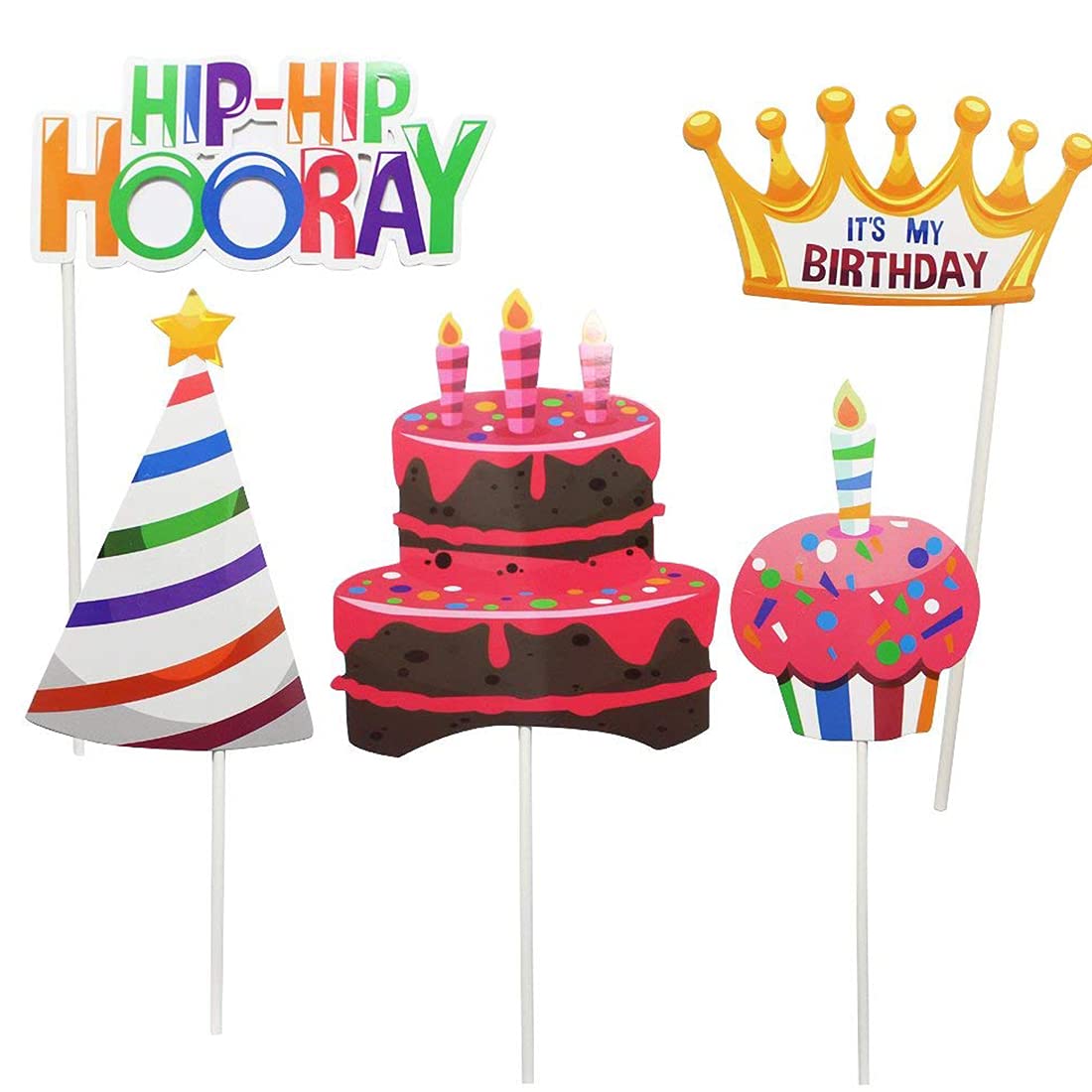 PIPI 18 accesorios de cabina de fotos de cumpleaños, decoraciones de fiesta para niñas y niños, accesorios de fotos de fiesta