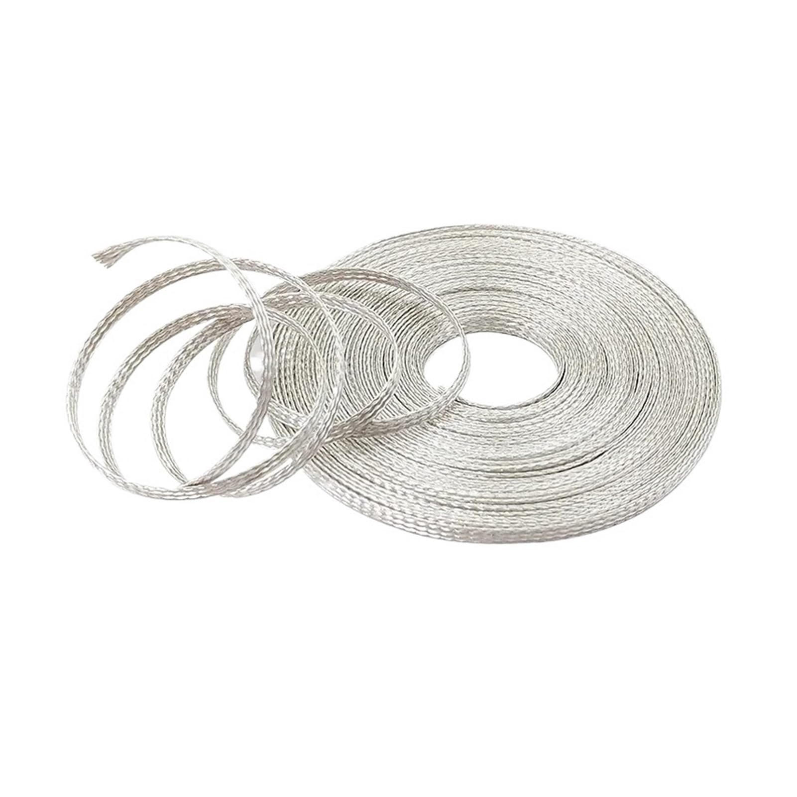 Płaski kabel w oplocie miedzianym 1 szt. ID 2 mm 4 6 8 10 12 16 20 25 mm ekranowanie elektromagnetyczne posrebrzana miedziana osłona odporna na korozję teleskopowa siatka pleciona(12MM_1M)