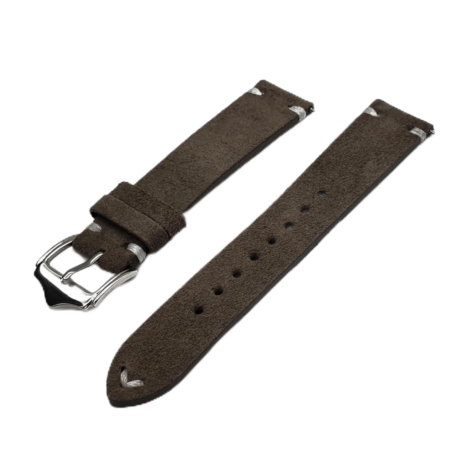 Kategoria: Urządzenia zegarowe Zamszowe skórzane paski do zegarków Paski w stylu vintage z szybkozłączką(Gray Line,22mm)