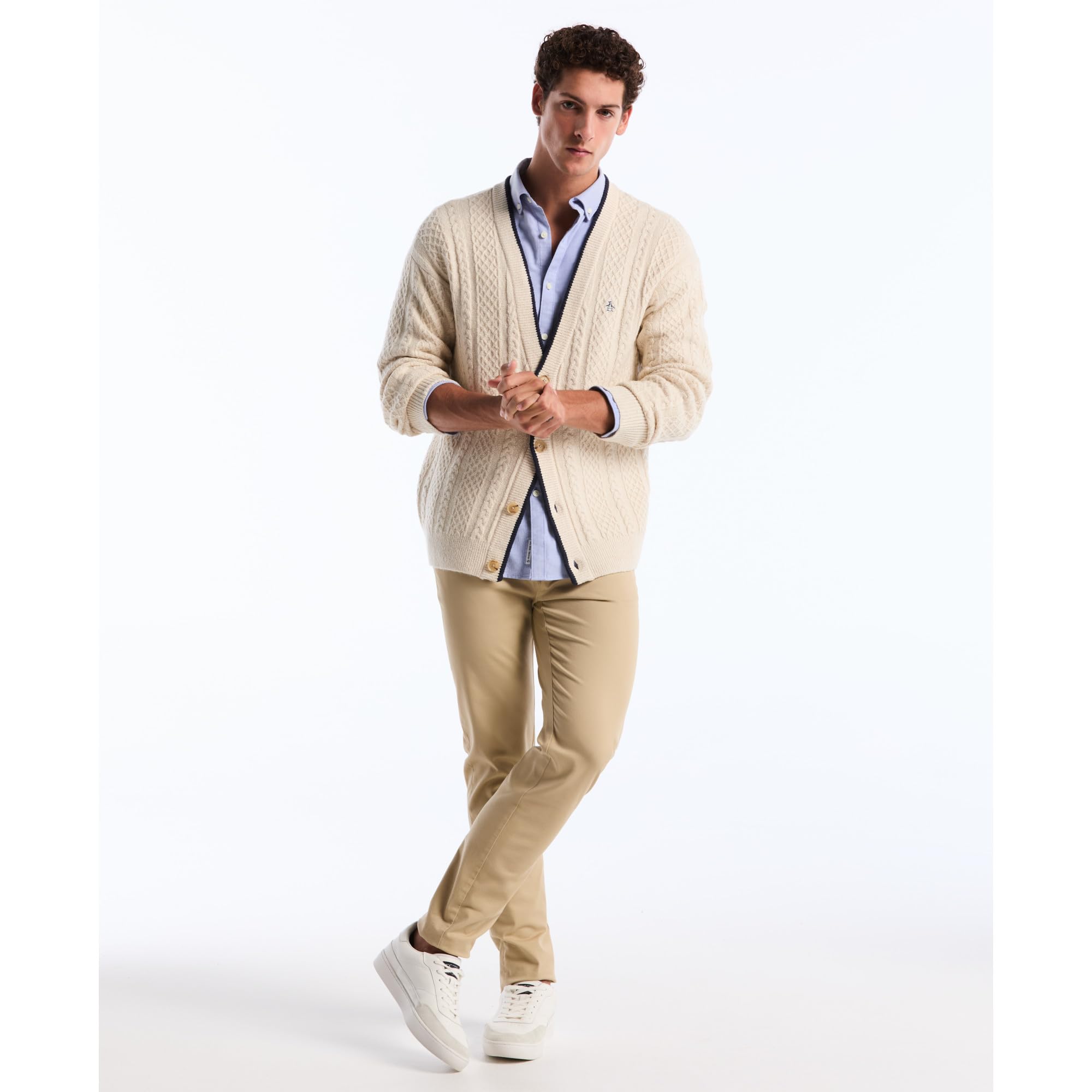 Original Penguin Koszula na guziki Mężczyźni Original Penguin Men's Ecovero™ Oxford Stretch Shirt Long Sleeve