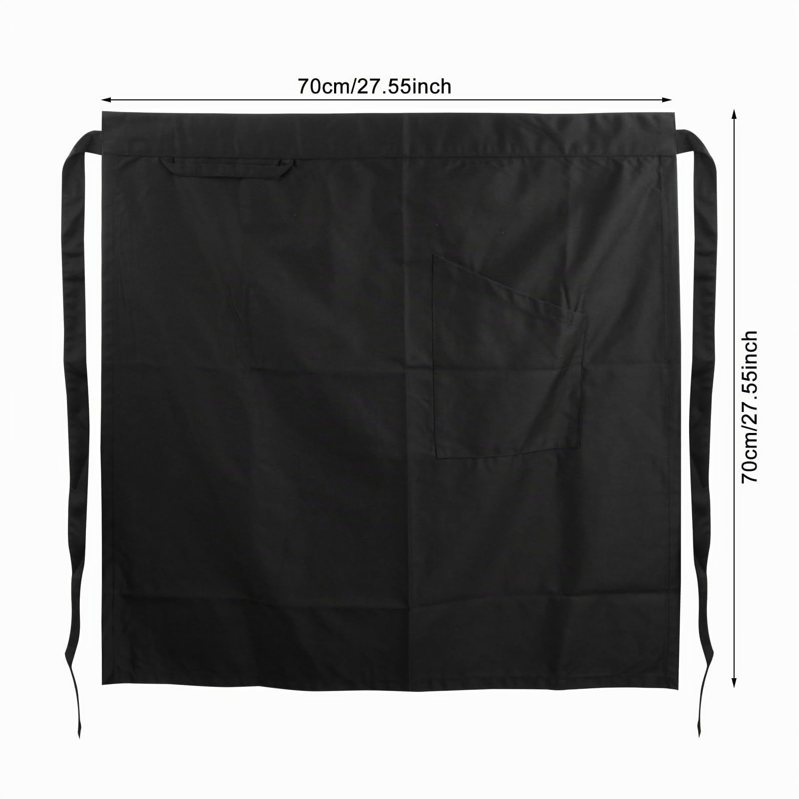 Medio Delantal con Bolsillos para Hombre y Mujer, Mandil Camarero, Medio Largo Cintura Larga para Chefs, Unisex Antimanchas para Restaurante y Bar, 70x70cm