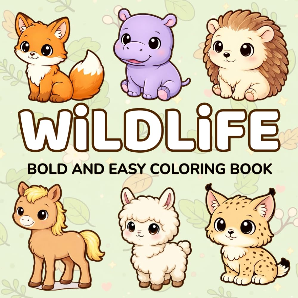 Wildlife Coloring Book: Bold and Easy Baby Animals for Kids and Relaxation
