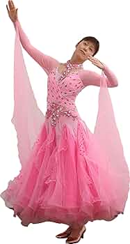 ピンクダンスドレス　社交ダンス　衣装 社交ダンスドレス】⭐️【商品番号AIー 250712】スタンダードドレス
