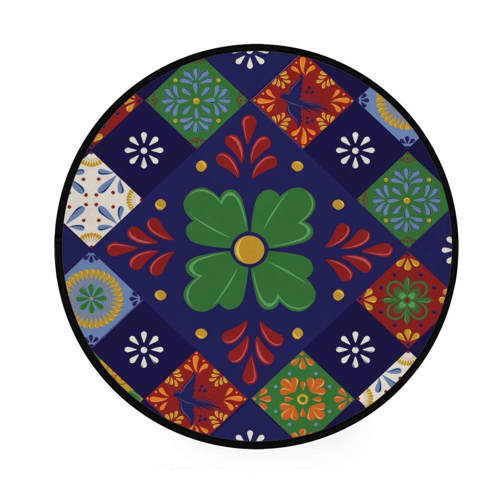 Tapis de jeu rond haut de gamme style talavera durable et lavable