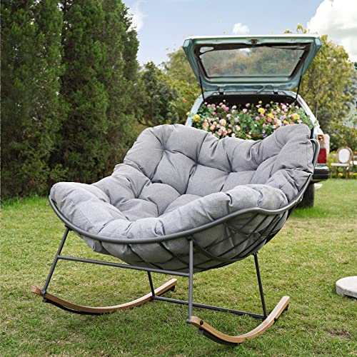 Grand Patio Indoor & Outdoor, Royal Rocking Chair, Padded Cushion Rocker Recliner Chair Outdoor For Front Porch, Garden, Patio, Backyard, Grey #TOP1