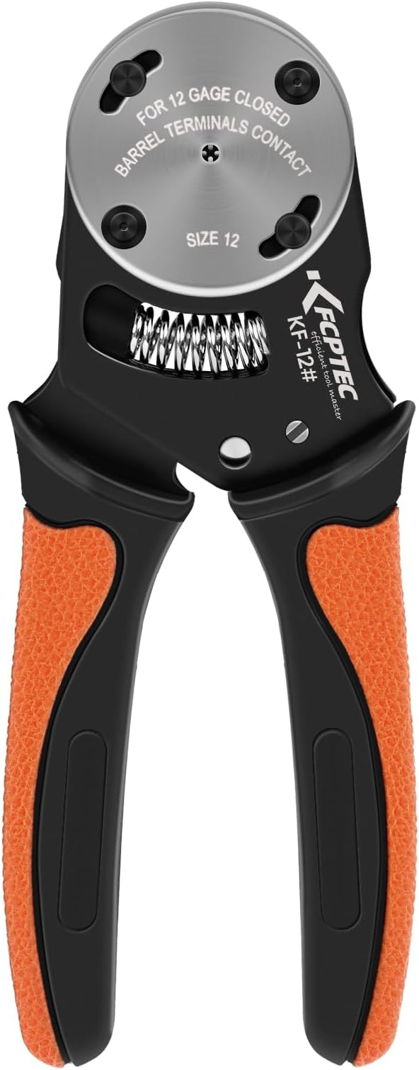 KF CPTEC Closed Barrel Crimper 4-Way Indent, 8-Impression Crimper for Deutsch Solid Contacts – Compatible with DT Series – Gauge 12