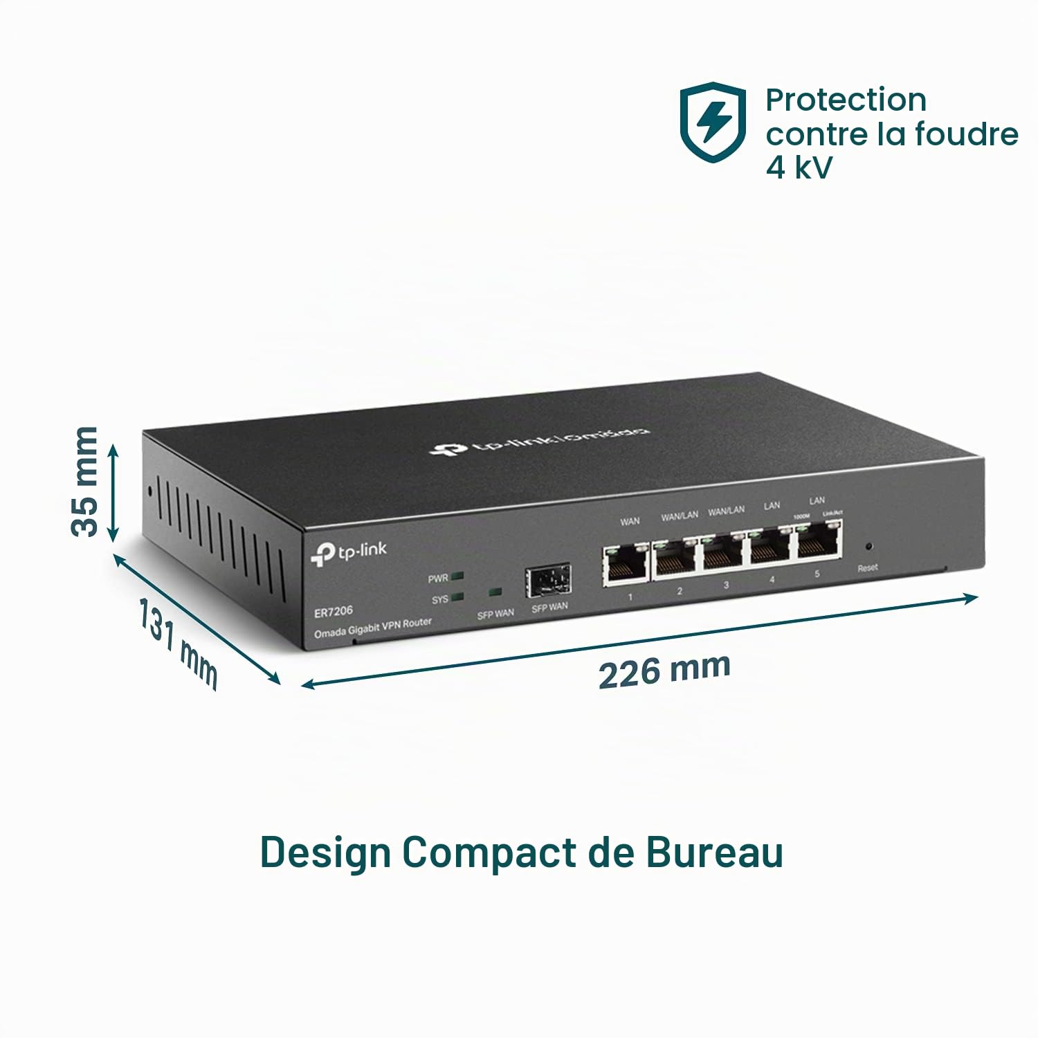 TP-Link Routeur VPN Filaire Multi-WAN Haute Performance | Capacité réseau Accrue | Pare-feu SPI | Omada SDN intégré | Équilibre de Charge | Protection Contre la Foudre | Protection à Vie limitée