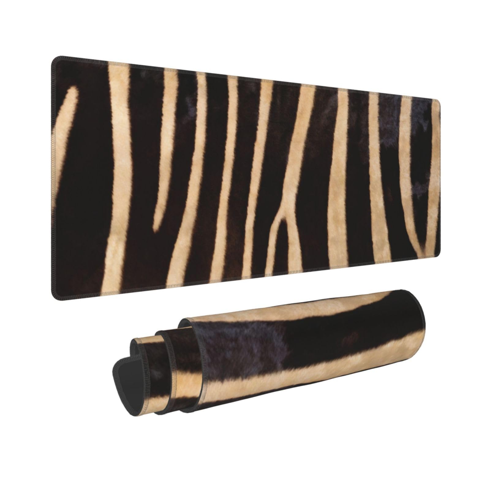 Gaming Mouse Pad,Large Non-Slip Rubber Base Mousepad,Keyboard Mouse Mat,Desk Pad with Stitched Edges,31.5x11.8inch,Zebra Hide