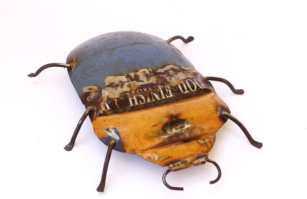 DeKulture Rustic Recycled Iron Beetle Wall Mount - Decorative Insect Art for Kitchen, Bathroom (7.5x1x9 Inches)