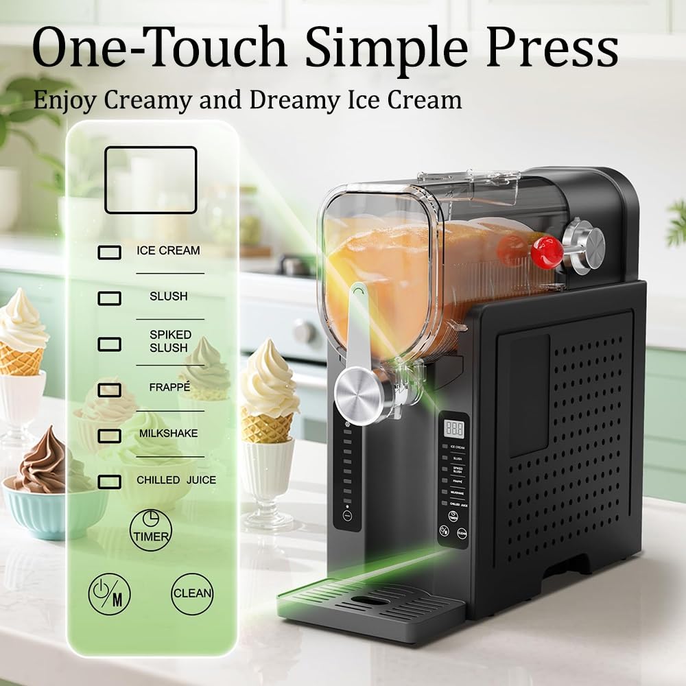 Maszyna Slushie do domu, inteligentne urządzenie z 6 ustawieniami wstępnymi i wyświetlaczem temperatury w czasie rzeczywistym, produkuje mrożone margarity, frappé, smoothie, lody i koktajle mleczne