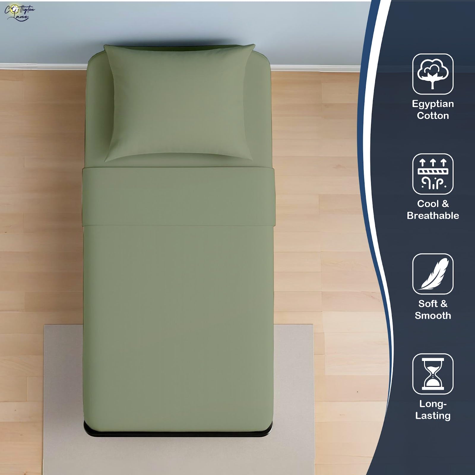 400 Thread Count Egyptian Cotton Cot Sheets Set - 4 Pcs, 28" X 75" Fitted & Flat Sheet, Navy Blue