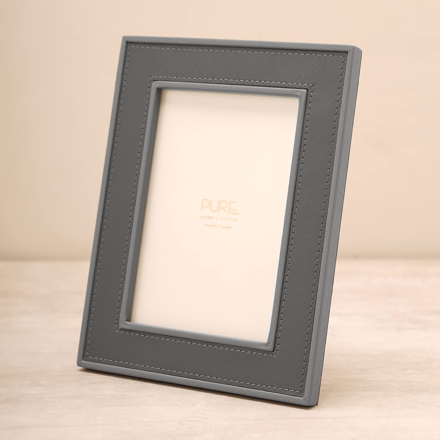 Pure Home + Living Dark Grey Faux Leather Photo Frame, Tabletop Leather Picture Frame, Customize Leather Frame, Gift Photo Frame, Personalized Wedding Picture Frame (5X7 Inches, Pack Of 1)