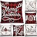 6 Pièces Housse de Coussin de Noël 18 x 18 Pouces Housse de Coussin à Carreaux Buffalo Rouge et Noire Taie d'Oreiller de Noël Taie d'Oreiller de Vacances pour Canapé Chambre Salon Hiver