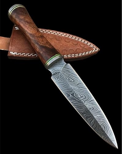 Cuchillo de acero de Damasco hecho a mano DG-28 - Hermoso mango de madera de rosa