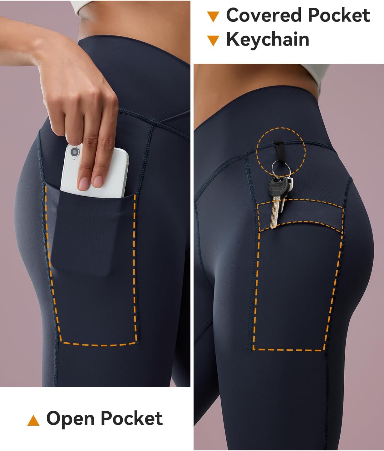 Women's Long Biker Shorts Knee Length Leggings High Waist Tummy Control Yoga Capris w Pockets for Summer Workout - Image 4