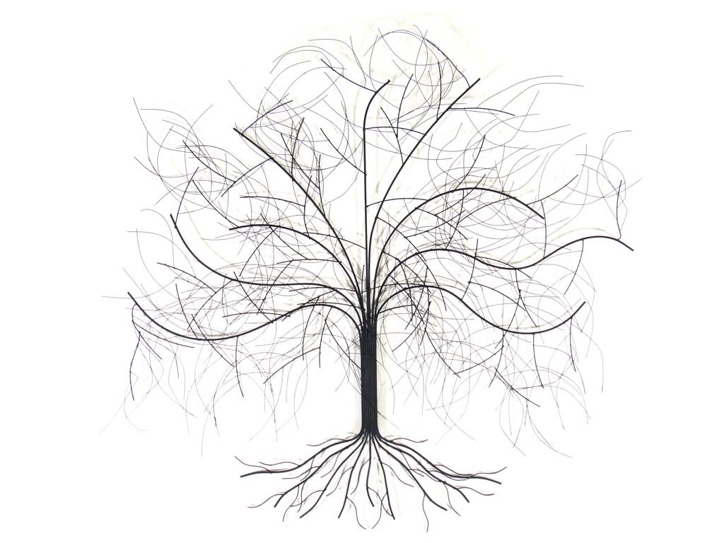 Sk Style Grey New - Contemporary Metal Wall Art Sculpture – Large Oak Tree
