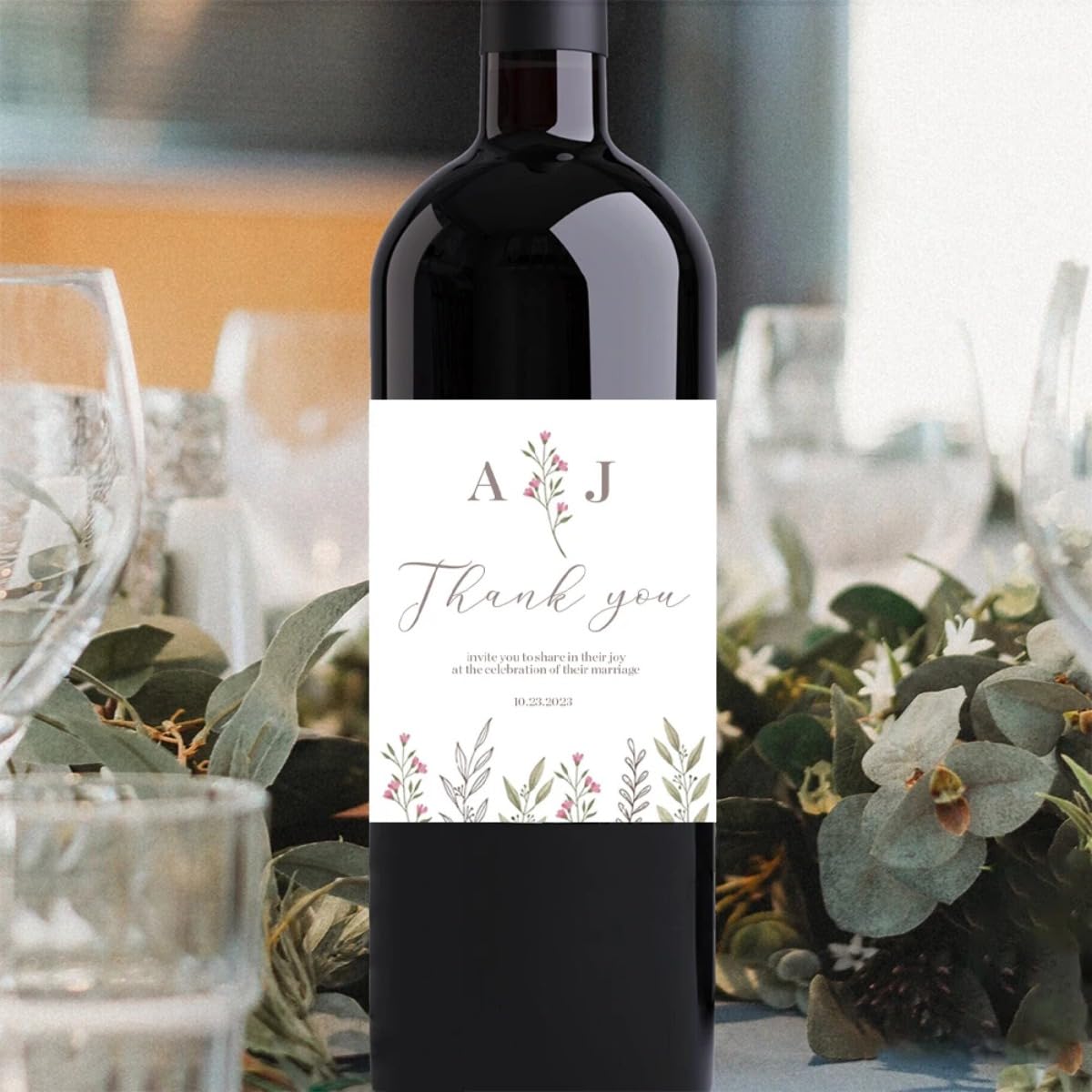 Personalized Wine Bottle Sticker Wedding Engagement Party Gift Bridal Appreciation Party Wine Sticker Label (60Pcs,8.5x10cm)