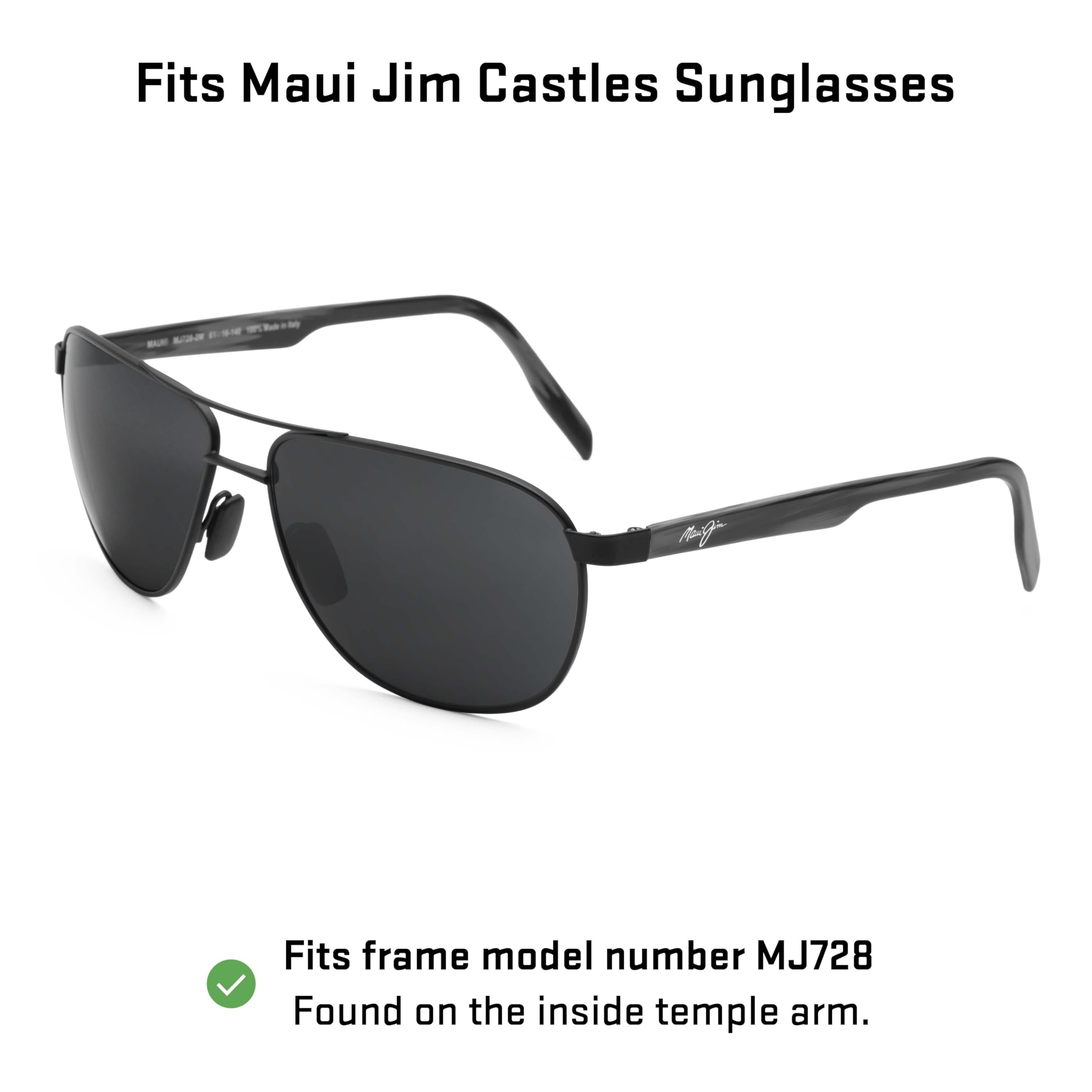 Revant Replacement Lenses Compatible With Maui Jim Castles, Polarized, Black Chrome Mirrored
