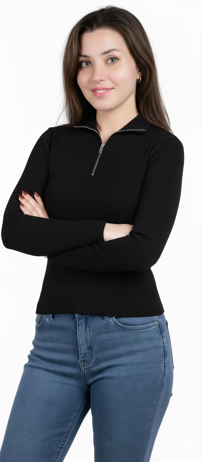 youthquake Winter Season Zipper Highneck Full Sleeves/Zip Highneck Pullover/Womens Turtle Neck/Zipper Highneck T-Shirt-picture-34