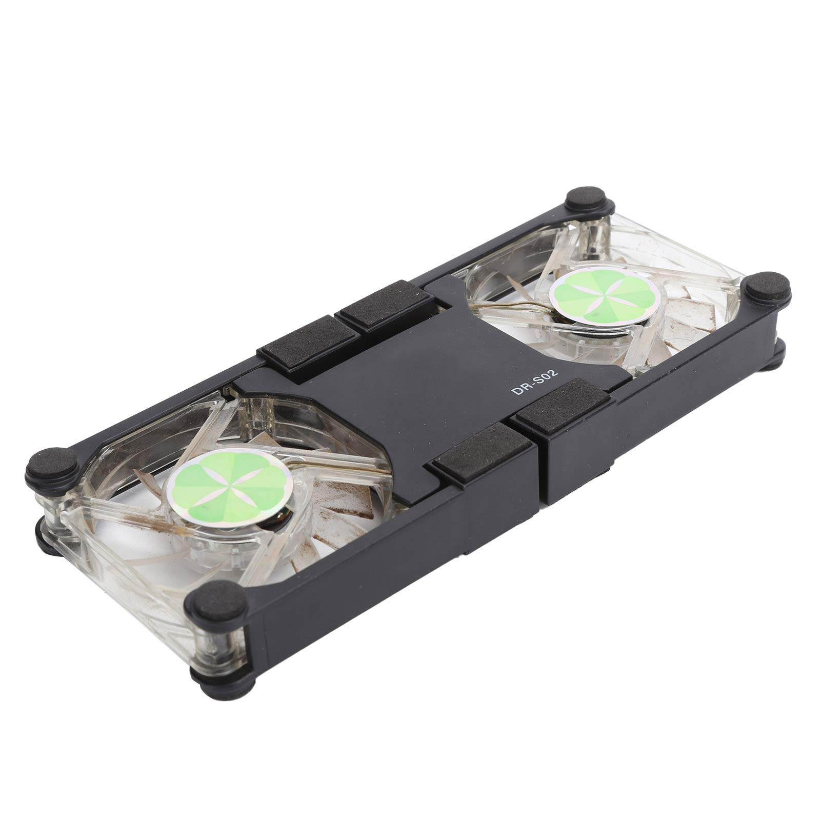 Almohadilla de enfriamiento portátil para laptop, con soporte antideslizante, ventilador emisor de luz doble, soporte plegable USB para computadora portátil (negro) 9