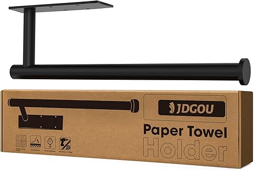 JDGOU Soporte para toallas de papel autoadhesivo o perforación soporte para toallas de papel debajo del gabinete soporte de pared impermeable y