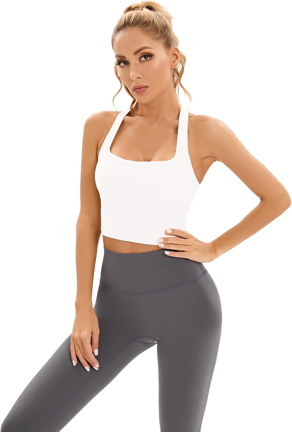 YUDESEN Sports Bras for Women Criss Cross Back Strappy Padded Workout Tank Tops Yoga Bra with Removable Cups - Image 7