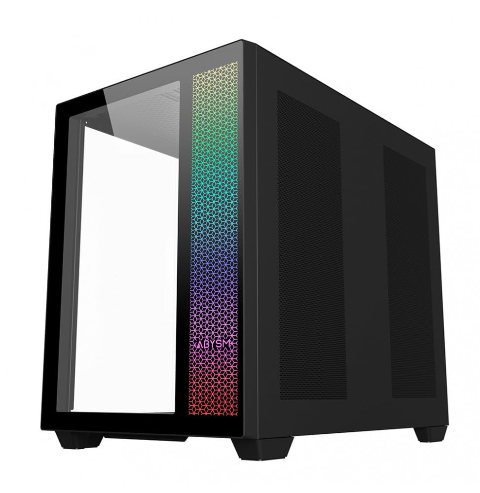 ABYSM Gaming Caja PC Gamer Danube SAVA Black ATX, con Espacio para Tarjetas Gráficas de hasta 410 mm, Lateral de Cristal Templado, USB-C y Cuatro Ventiladores ARGB