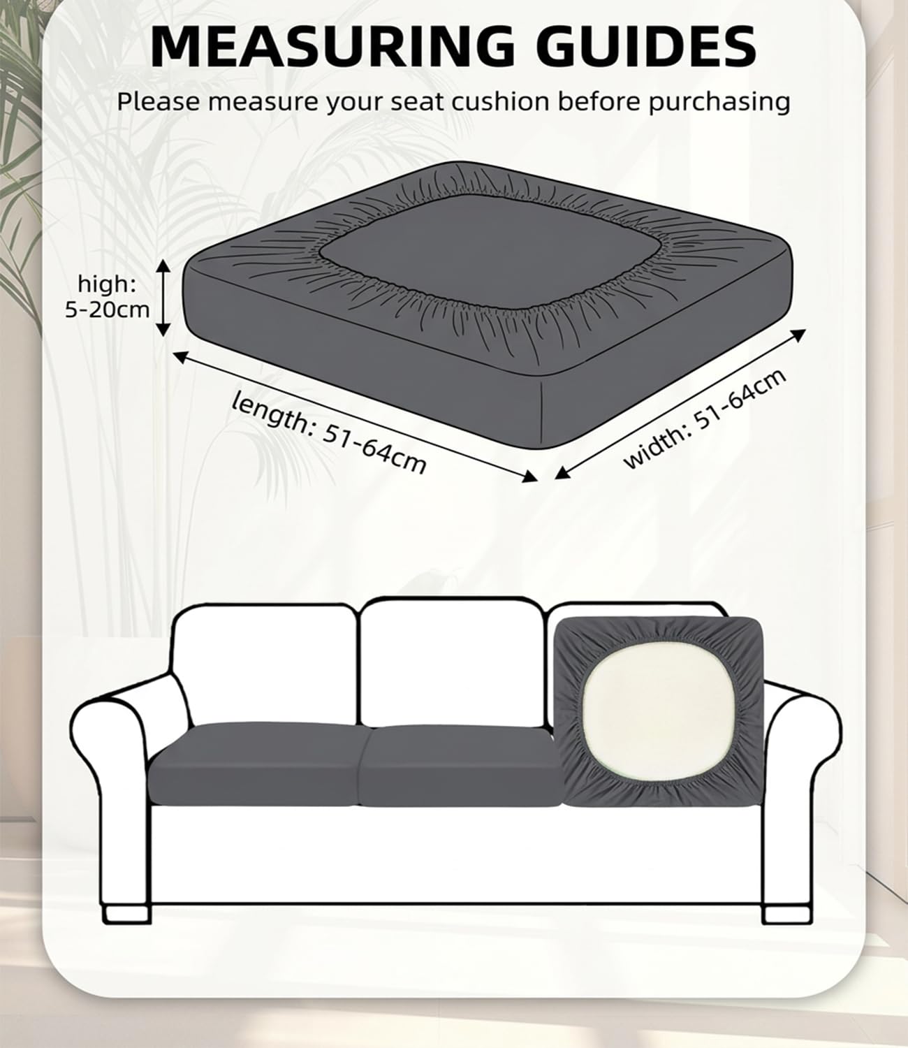 Hiseng Housses de Coussin de Canapé D'extérieur Extensibles Lot de 8, Gris Housses de Coussin de Siège Canapé de Remplacement pour Salon de Jardin, Meubles de Terrasse