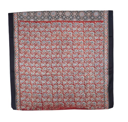 Image of Ethnics of Kutch Womenss Ajrakh Modal Silk Natural Dye Hand Block Print Saree with Blouse Piece - 5.5 Mtr Length