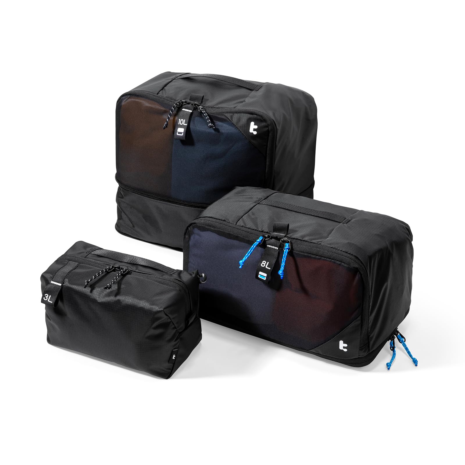tomtoc Organizer Valigia Set di 3, Packing Cubes Compression, Organizer Viaggio Antiodore, Sacchetti per Vestiti kit Viaggio, Organizer Valigia Salvaspazio, Buste Vestiti, Organizer Zaino