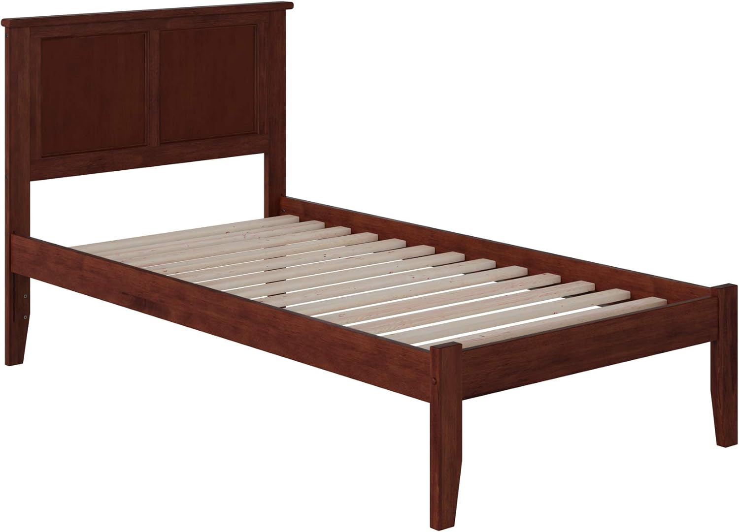 Walnut Twin XL Wood Platform Bed with Headboard