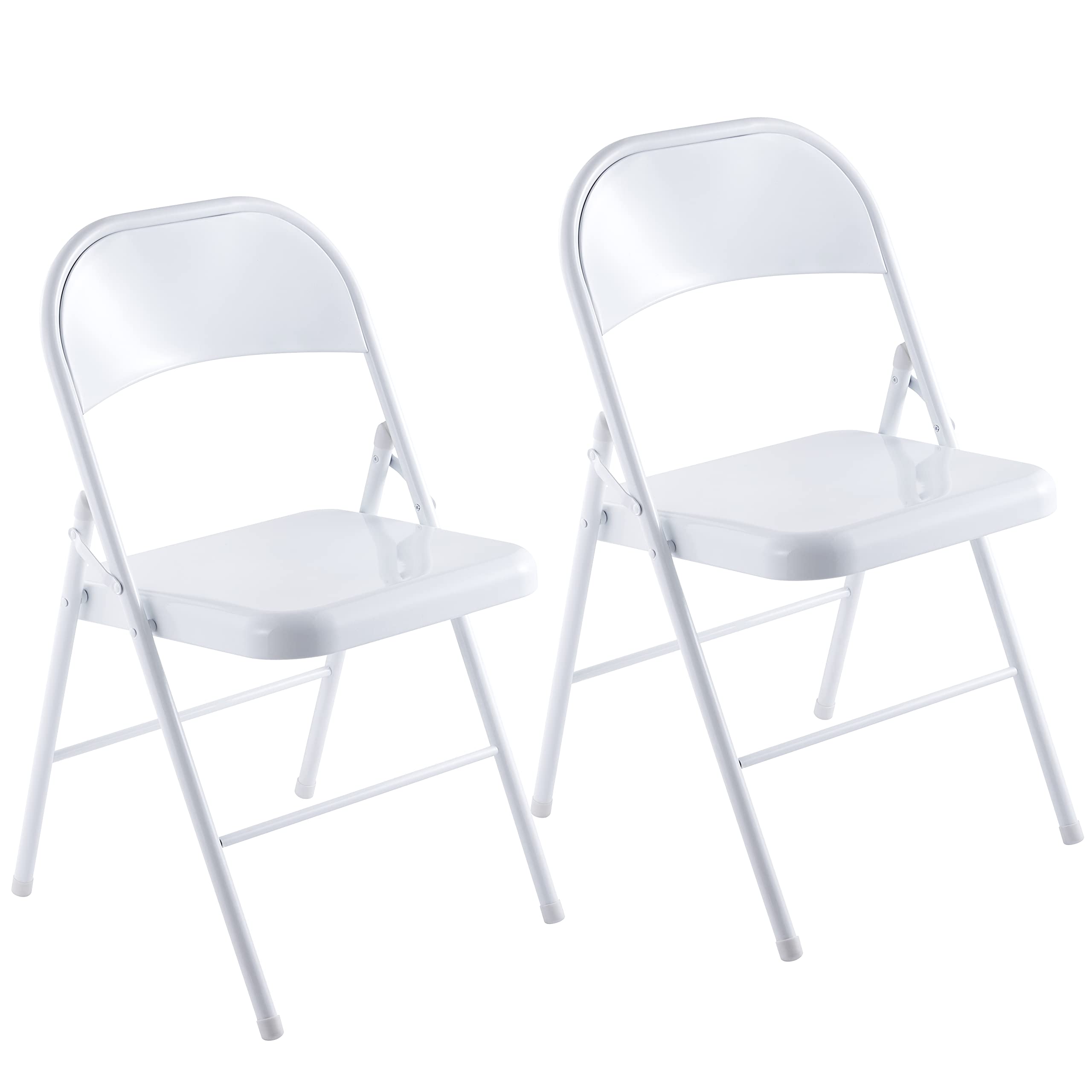LeChamp 2 sillas plegables con marco de metal para interiores, sillas plegables con capacidad para hasta 250 libras, sillas de comedor plegables de escritorio, silla cómoda y duradera, color blanco