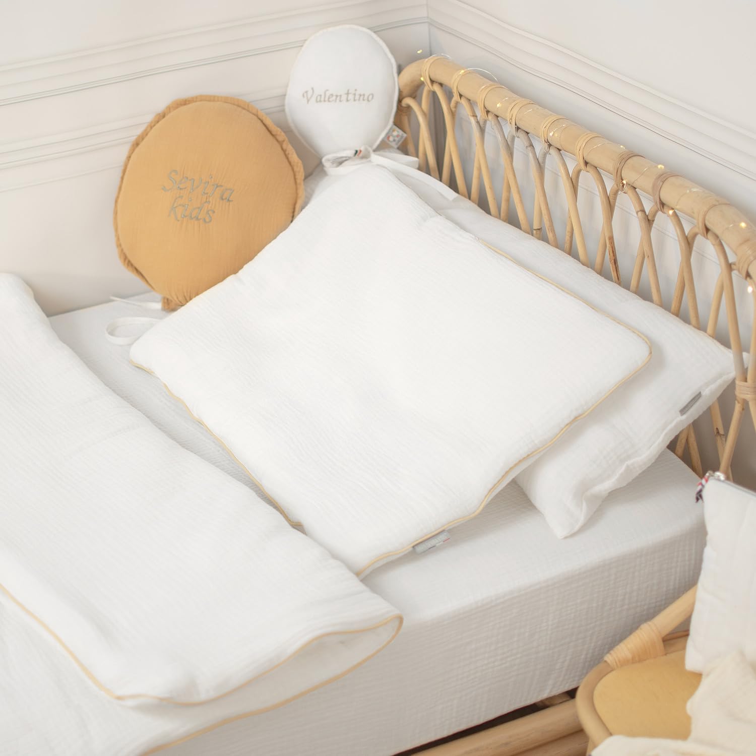 Sevira Kids – Almohada plana de gasa de algodón, Jeanne Made in France