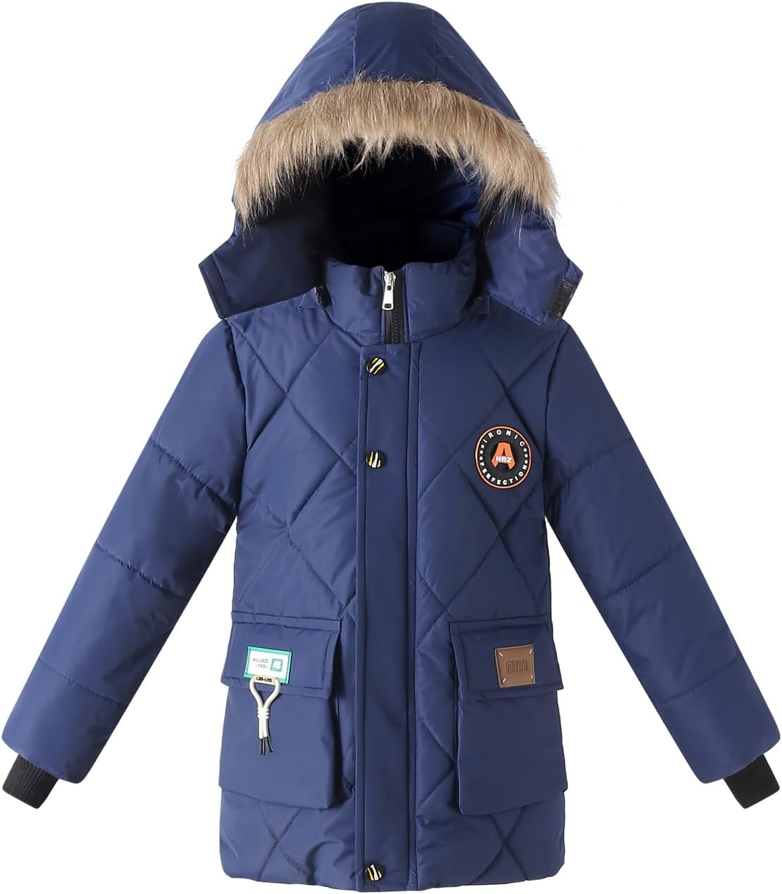 Boys Toddler Jackets Coats Winter Outwear with Hood Long Fleece Lined Clothes
