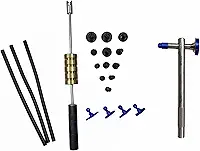Repuxadeira Pesada Martelinho Ouro + Martelinho de Alumínio + Ventosas de Diversos Tamanhos + 3 Bastões de Cola de Brinde para Funilaria e Pintura Automotiva, Ferramenta Profissional e Durável