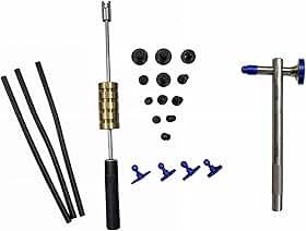 Repuxadeira Pesada Martelinho Ouro + Martelinho de Alumínio + Ventosas de Diversos Tamanhos + 3 Bastões de Cola de Brinde para Funilaria e Pintura Automotiva, Ferramenta Profissional e Durável