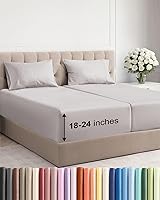 Vista 55 de Juego de sábanas Queen de bolsillo extra profundo, sábanas transpirables y refrescantes de 4 piezas, juego de sábanas de lujo de hotel, ultra suave