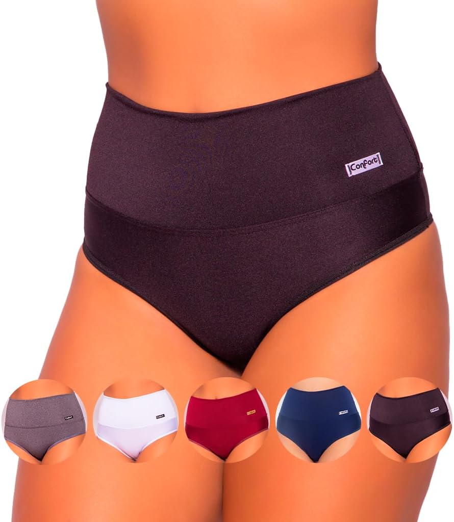ART ÍNTIMA – Kit 05 Calcinhas Cinta Alta Compressão Segura Barriga – Moda Íntima – Confeccionada em Suplex – Reforçada & Confortável – Ideal Para Uso Diário